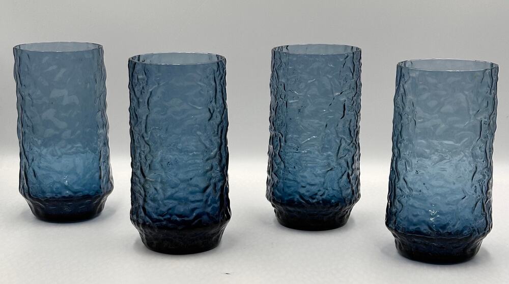 Lenox Dark Blue Hand Blown Crystal Water Tea Glasses - Set of 4